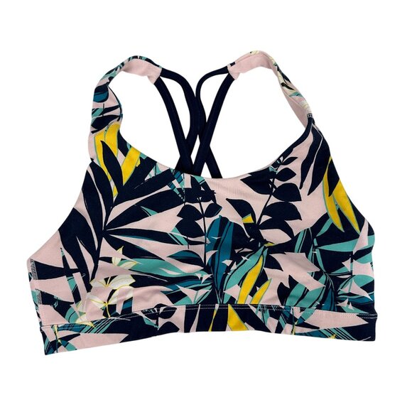 Old Navy Active Womens Strappy Sports Bra Large Go Dry Tropical Floral Print - Picture 1 of 4